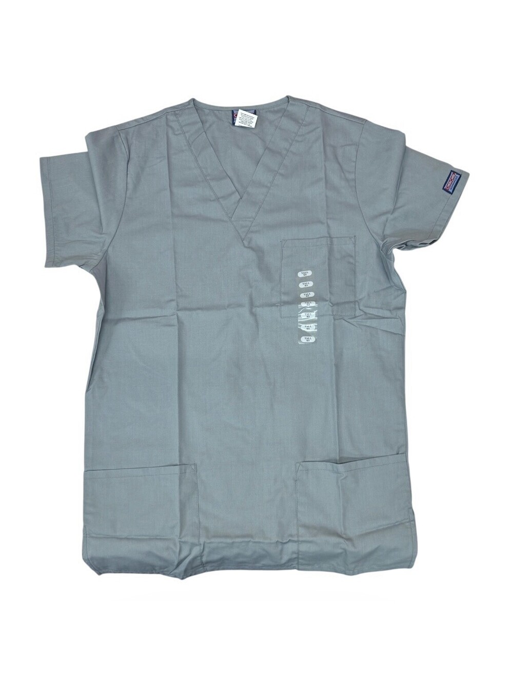 (RF) Cherokee Workwear Originals Unisex Scrub Top XS Tall Extra Small Gray NWT